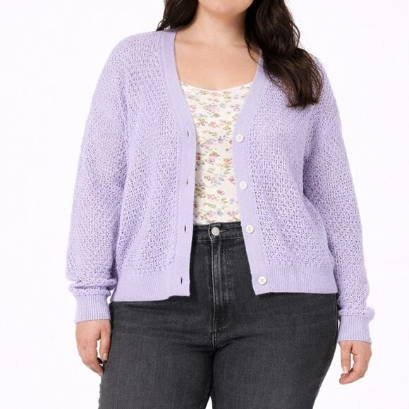 Madewell Textured Knit Cardigan Lilac Size XL Cozycore Clean Girl Soft Minimal - Picture 8 of 8
